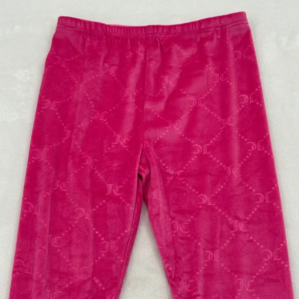 Juicy Couture Girls Hot Pink Velour Logo Leggings Youth Sz 10 Comfort Sleepwear